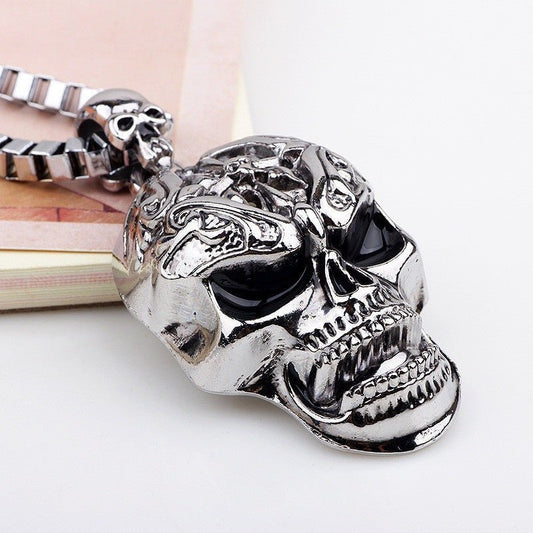 Ziggy Reaktor Skull - Gothic Pendant Necklace by The Nevermore – Unique Gothic Jewelry by Nevermore Lifestyle & Tech | Silver